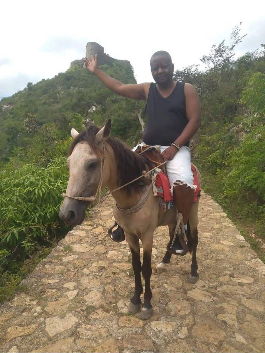 Engineer Nickson on horseback during a visit to the Citadel.